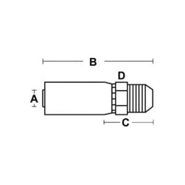 Aftermarket Male Crimp Fitting Straight for 2 Wire Hose with 3/8" Inside Diameter HYM40-0168 - main